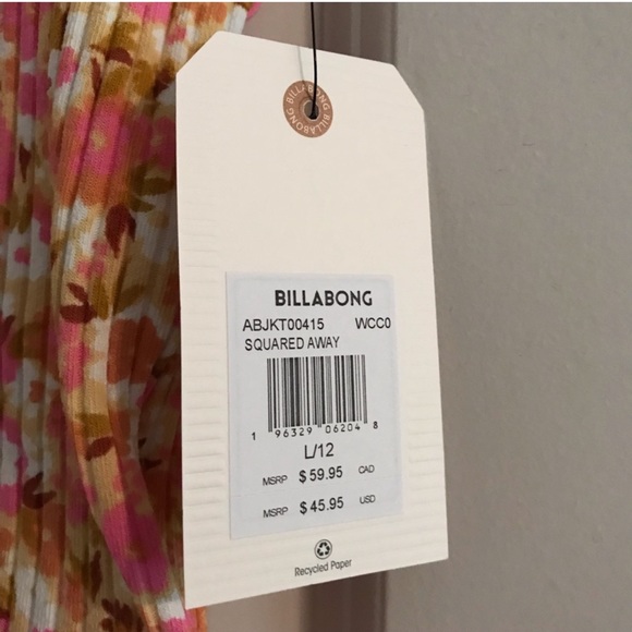 Billabong💜NWT ribbed lettuce edge floral top size L - Picture 6 of 8